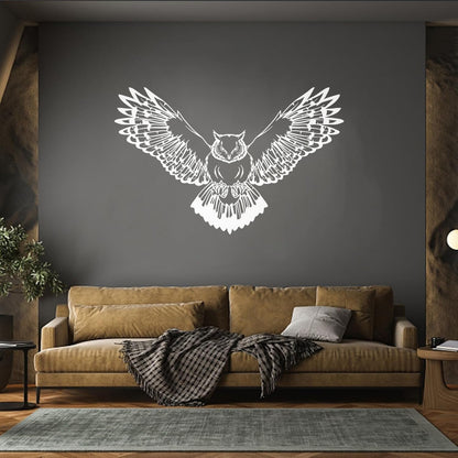 Wall Decals Pvc Owl Predatory Hunting Bird Flying Wings Glass Stickers