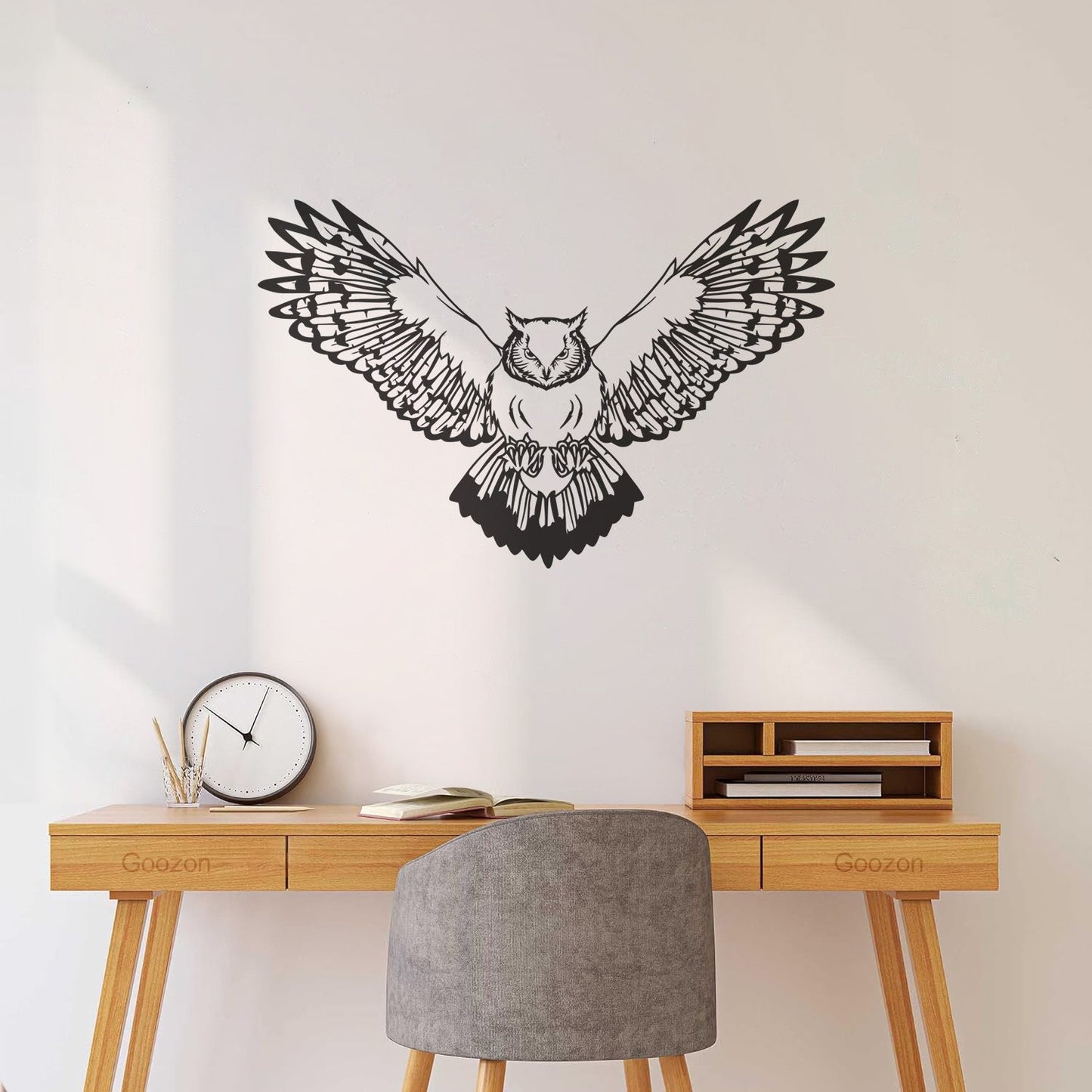 Wall Decals Pvc Owl Predatory Hunting Bird Flying Wings Glass Stickers