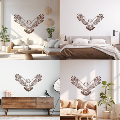 Wall Decals Pvc Owl Predatory Hunting Bird Flying Wings Glass Stickers