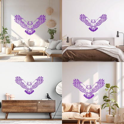 Wall Decals Pvc Owl Predatory Hunting Bird Flying Wings Glass Stickers