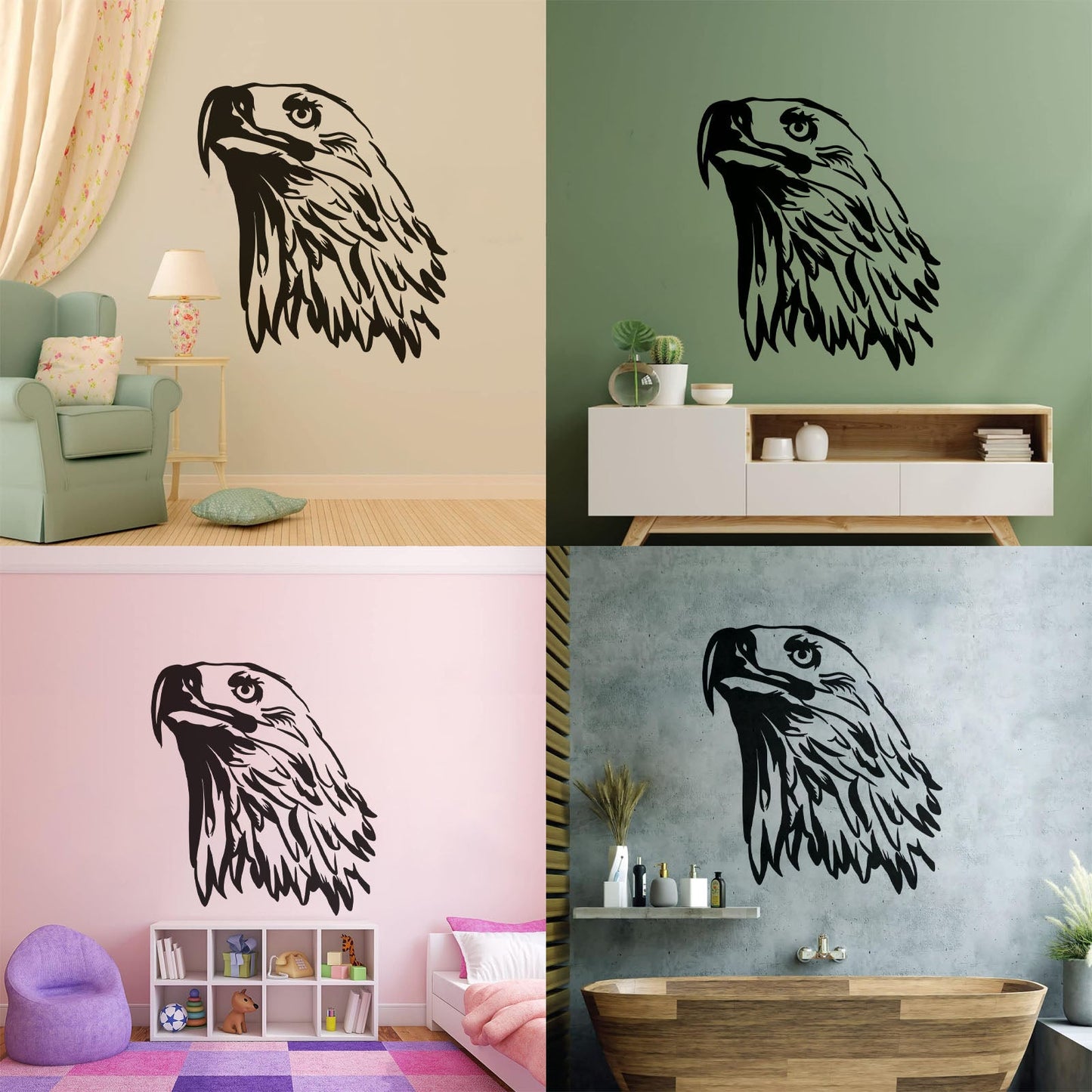 Fine Carving Stickers Tribal Bird Abstract Eagle Head Feathers Equipped With Transfer Film Kit