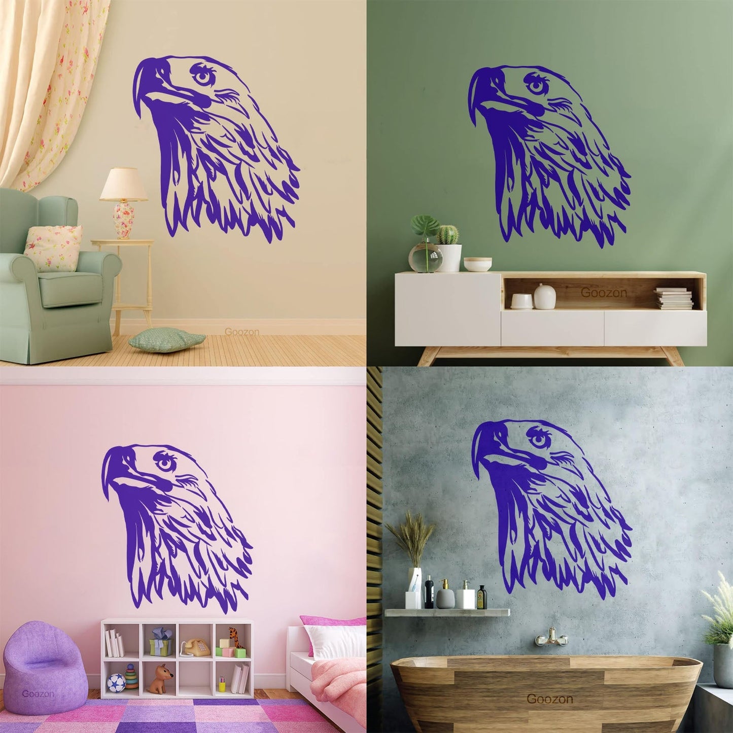 Fine Carving Stickers Tribal Bird Abstract Eagle Head Feathers Equipped With Transfer Film Kit