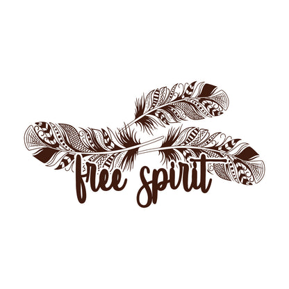 Mural And Wall Vinyl Decal Words Free Spirit Ethnic Bird Feathers Store Decoration