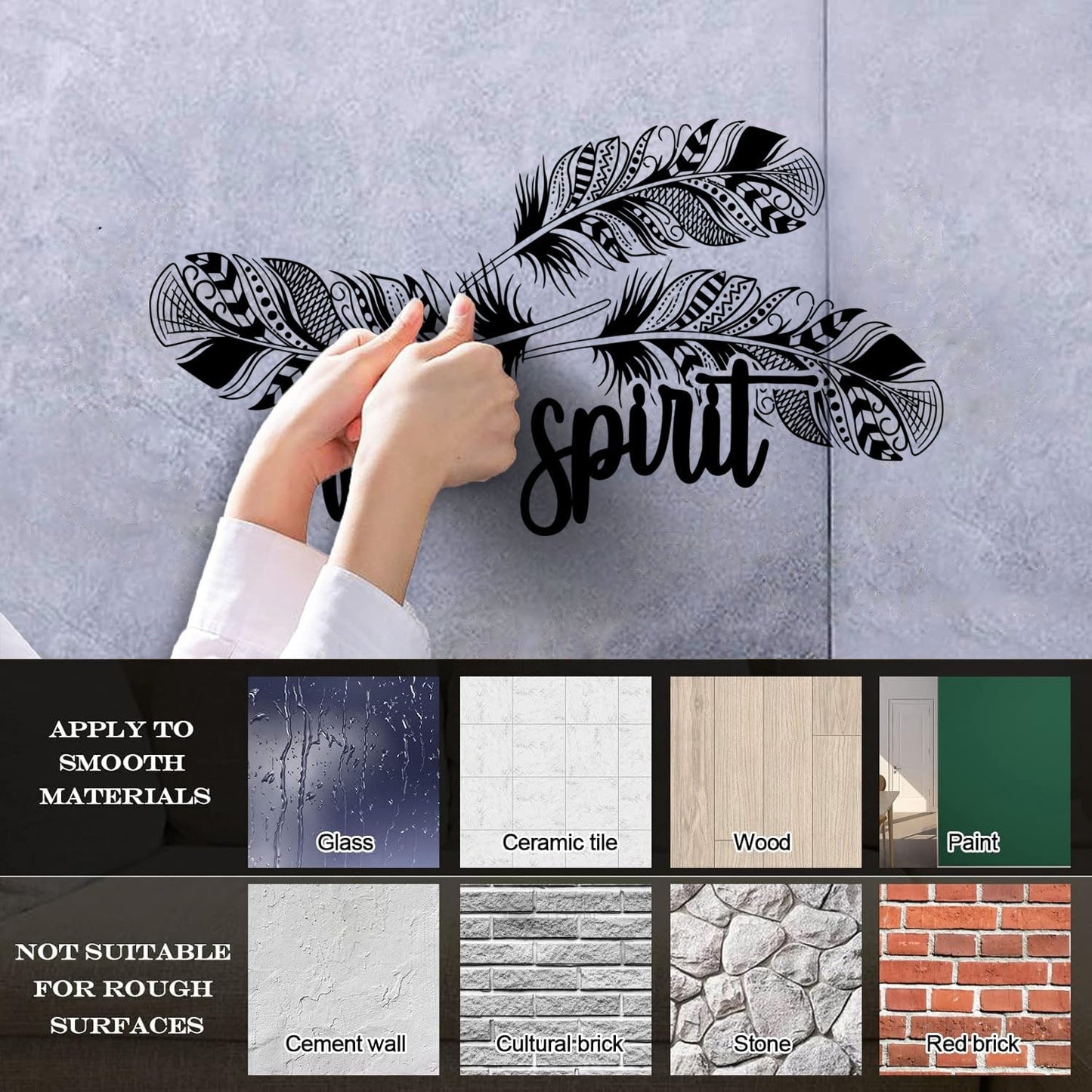 Mural And Wall Vinyl Decal Words Free Spirit Ethnic Bird Feathers Store Decoration