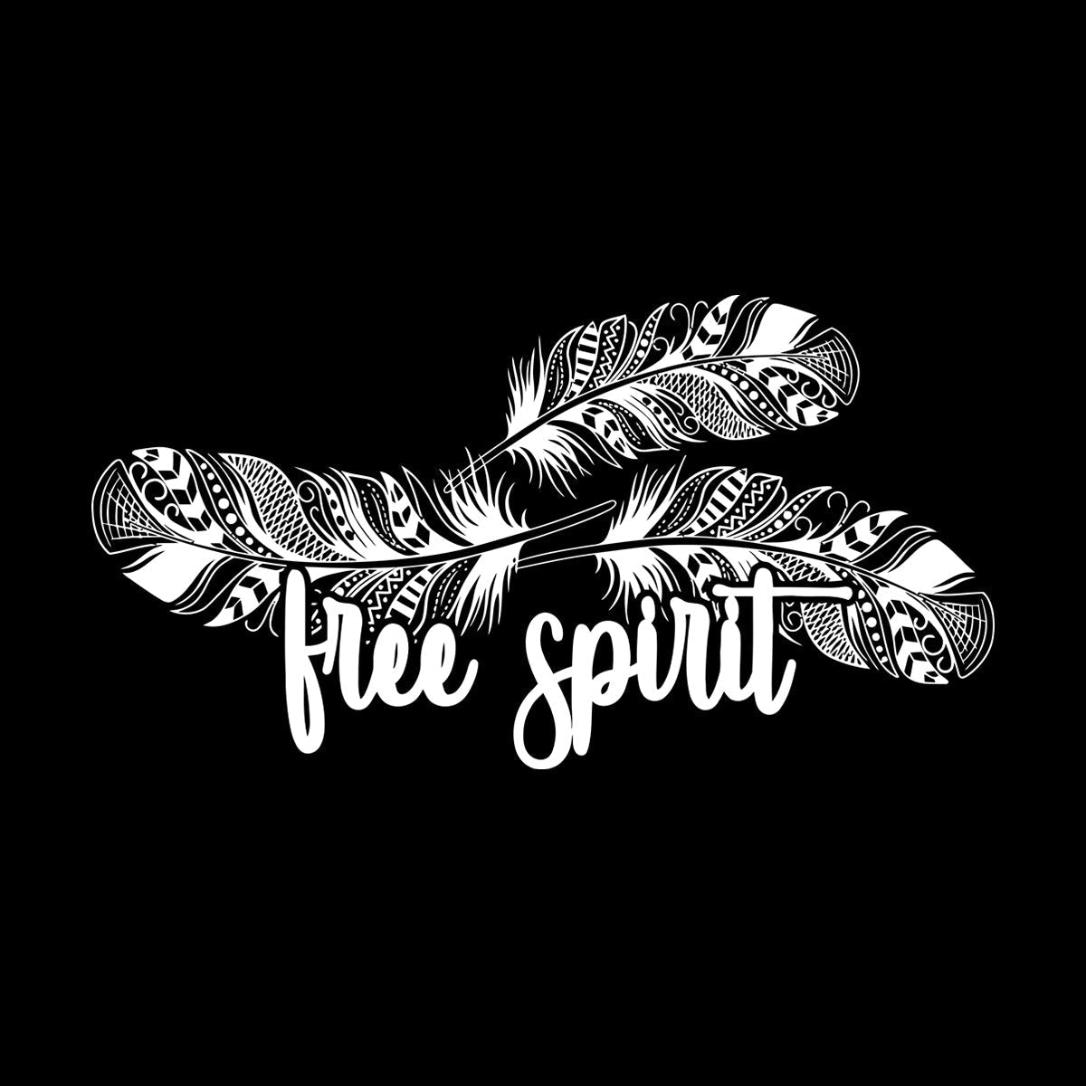 Mural And Wall Vinyl Decal Words Free Spirit Ethnic Bird Feathers Store Decoration