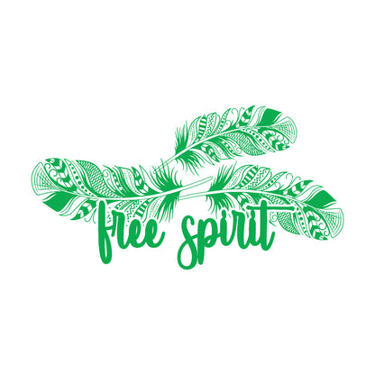 Mural And Wall Vinyl Decal Words Free Spirit Ethnic Bird Feathers Store Decoration