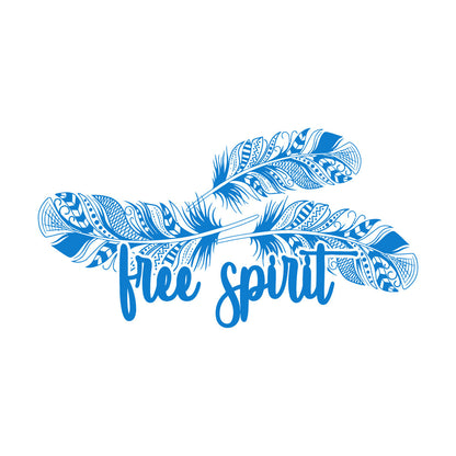 Mural And Wall Vinyl Decal Words Free Spirit Ethnic Bird Feathers Store Decoration