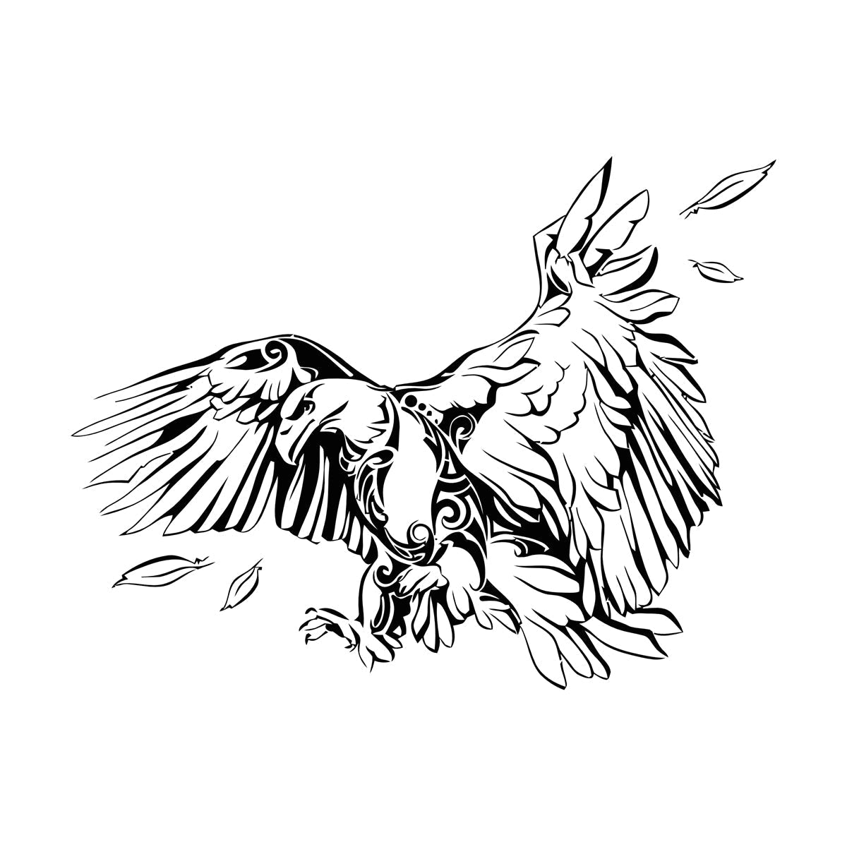 Vinyl Art Sticker Abstract American Bird Bald Eagle Feathers Equipped With Transfer Film Kit