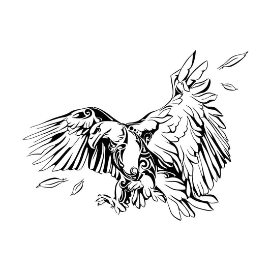 Vinyl Art Sticker Abstract American Bird Bald Eagle Feathers Equipped With Transfer Film Kit