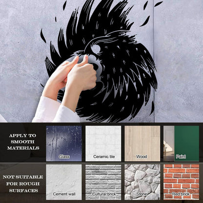 Wall Decals Pvc Bird Beak Crow Wing Feathers Multiple Size Options