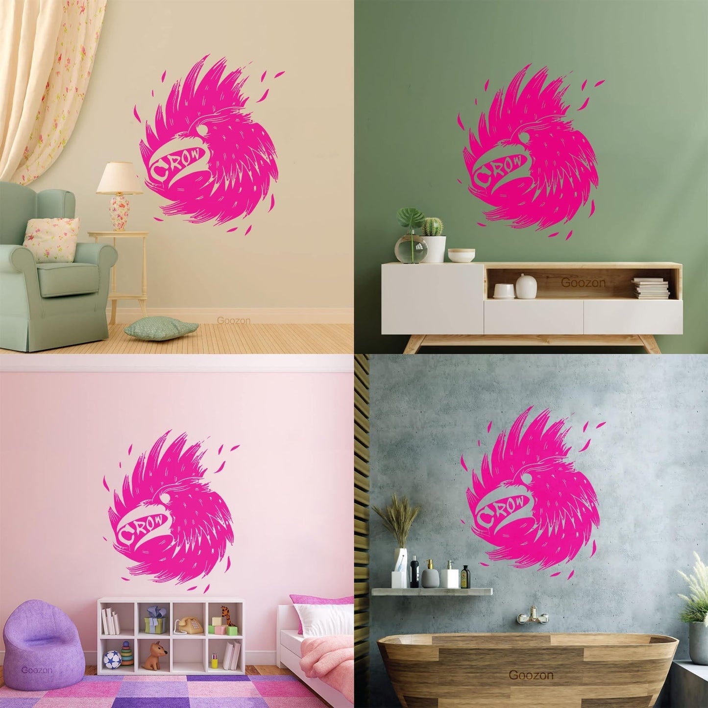Wall Decals Pvc Bird Beak Crow Wing Feathers Multiple Size Options