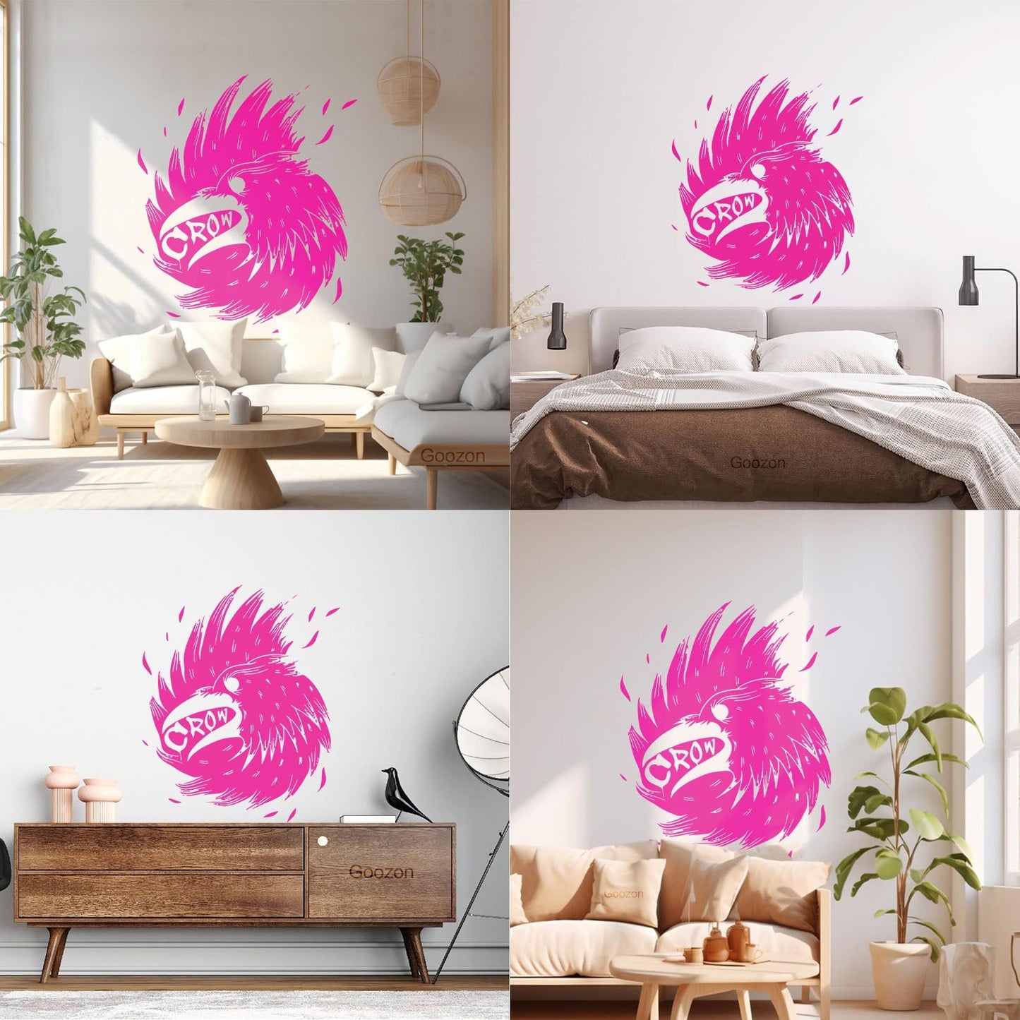 Wall Decals Pvc Bird Beak Crow Wing Feathers Multiple Size Options