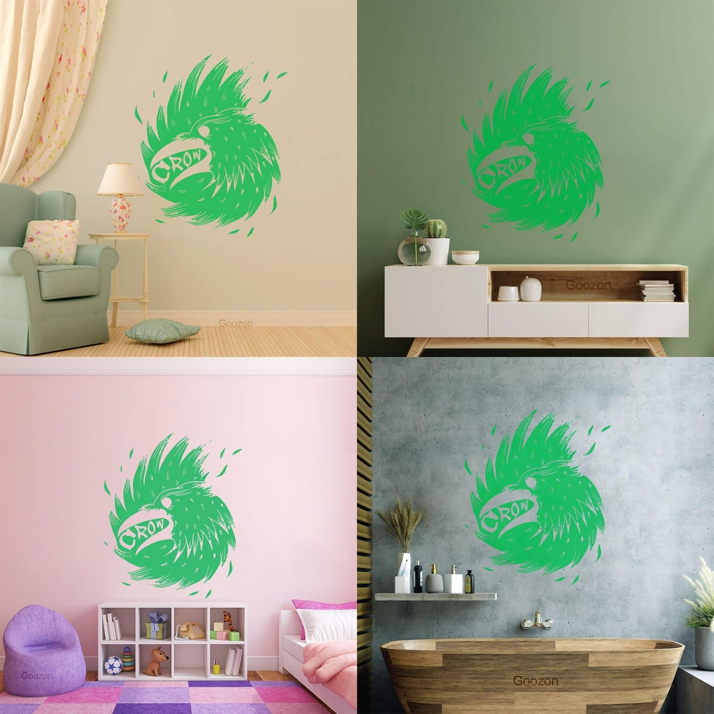 Wall Decals Pvc Bird Beak Crow Wing Feathers Multiple Size Options