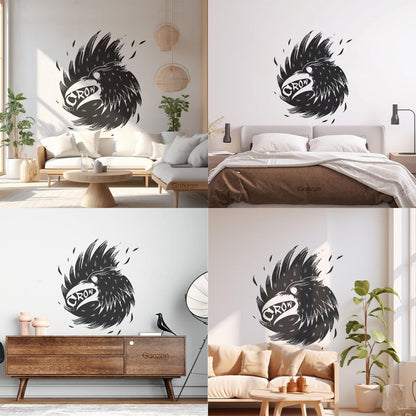 Wall Decals Pvc Bird Beak Crow Wing Feathers Multiple Size Options