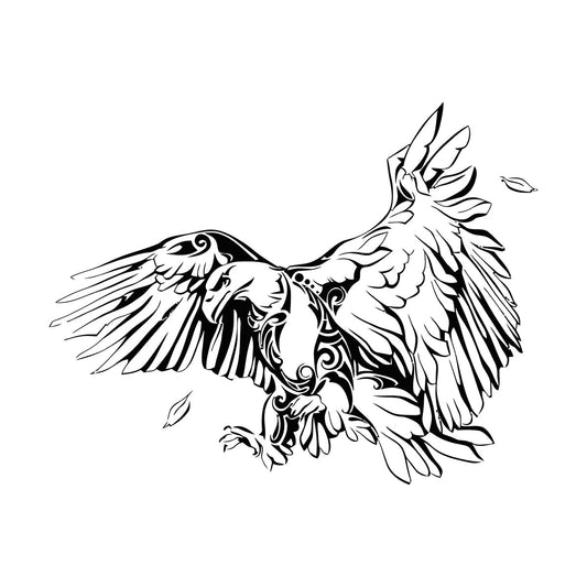 Engraving Stickers Eagle Bird Predator Flap Flying Wings Hunter Tattoo Culture