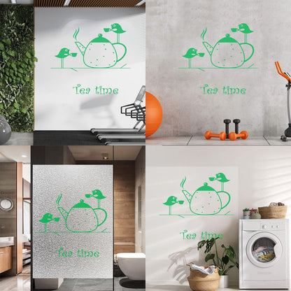Wall Stickers Paster Paper Tea Time Birds Drinking Tea Kitchen It Won'T Fall Off