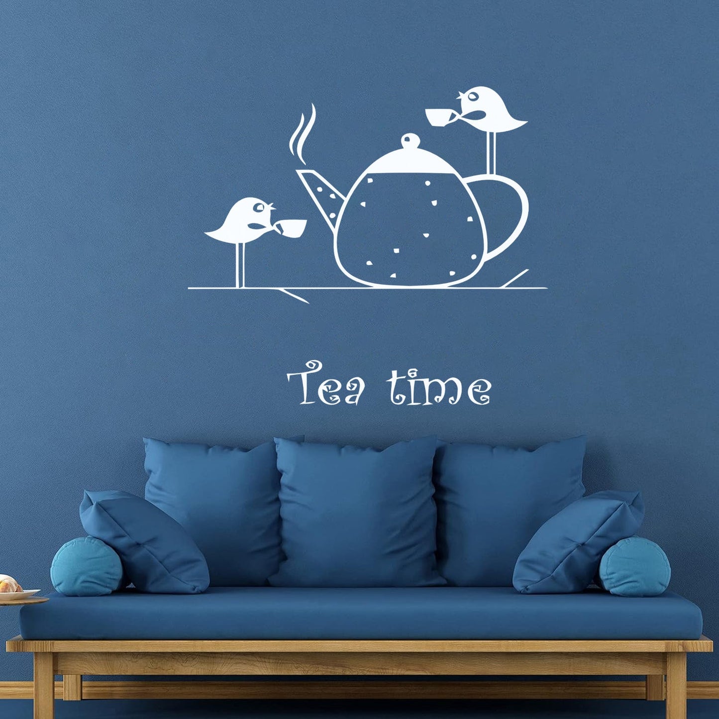 Wall Stickers Paster Paper Tea Time Birds Drinking Tea Kitchen It Won'T Fall Off