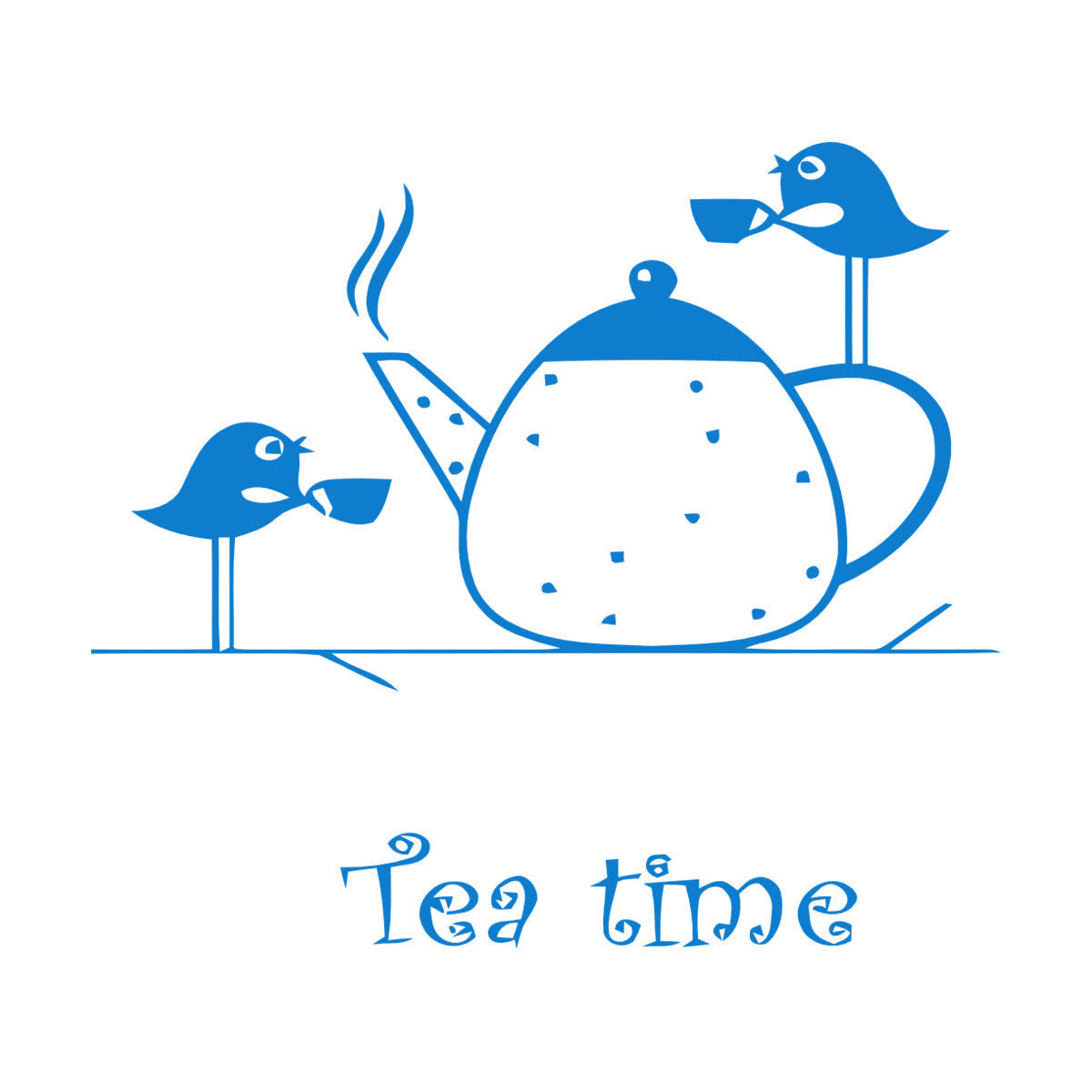 Wall Stickers Paster Paper Tea Time Birds Drinking Tea Kitchen It Won'T Fall Off