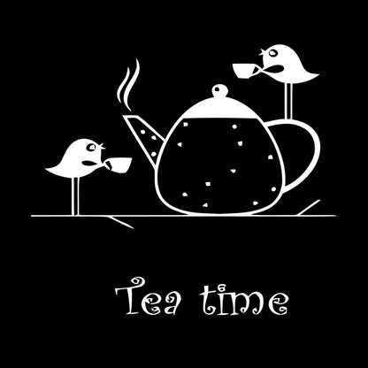Wall Stickers Paster Paper Tea Time Birds Drinking Tea Kitchen It Won'T Fall Off