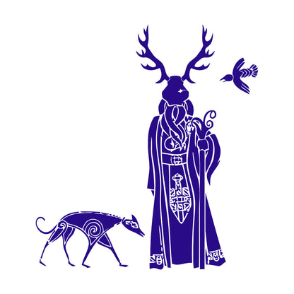 Druid Ritual Mask With Wolf And Bird Lettering Stickers Tattoo Culture