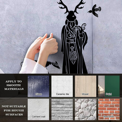 Druid Ritual Mask With Wolf And Bird Lettering Stickers Tattoo Culture