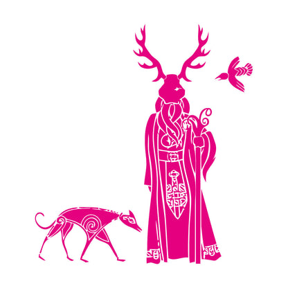 Druid Ritual Mask With Wolf And Bird Lettering Stickers Tattoo Culture