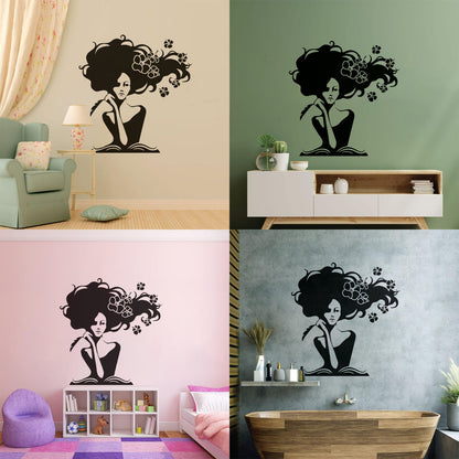 Mural And Wall Vinyl Decal Romantic Woman Writer Book Home N Easy Installation