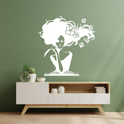 Mural And Wall Vinyl Decal Romantic Woman Writer Book Home N Easy Installation