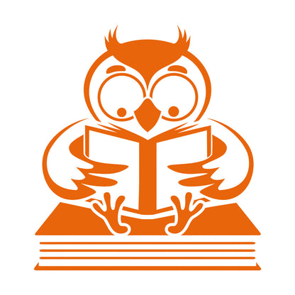 Fine Carving Stickers Owl With Book Funny Bird Reading Book Shop Waterproof