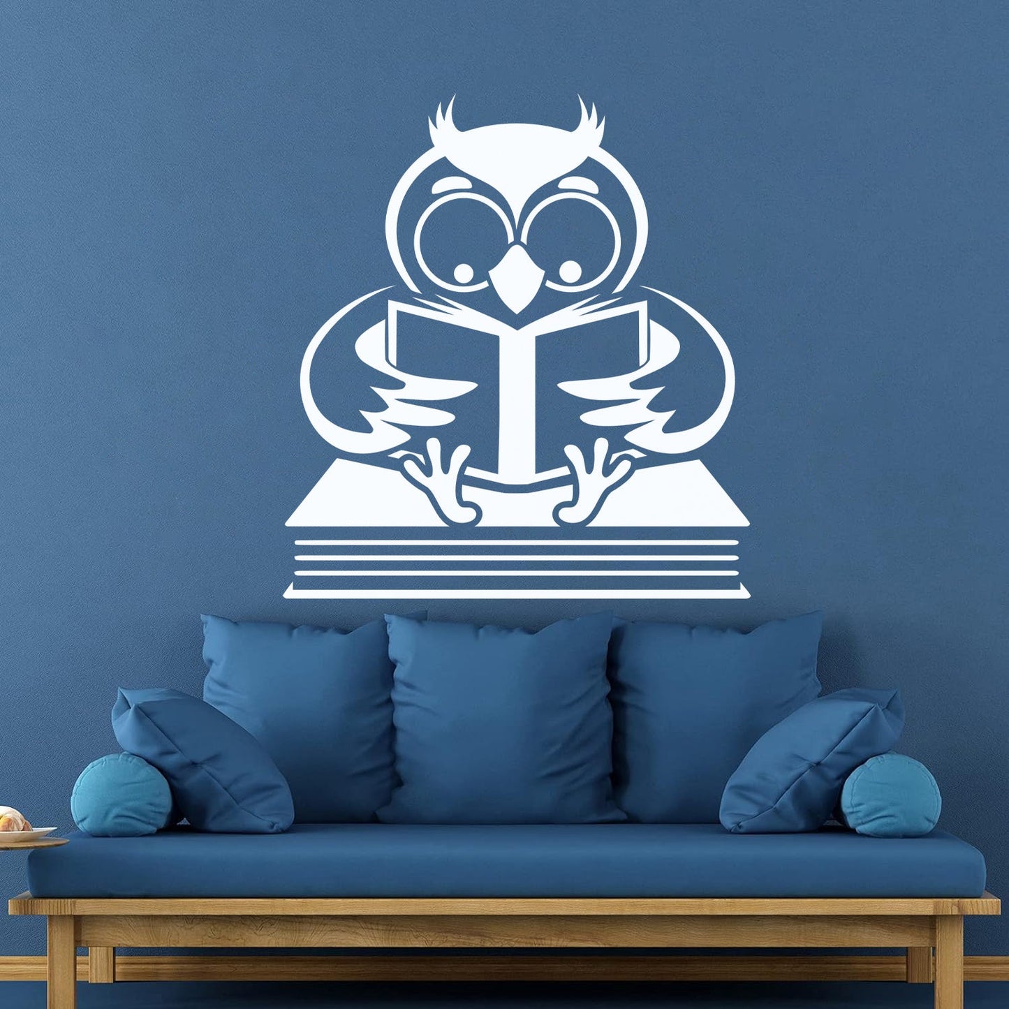Fine Carving Stickers Owl With Book Funny Bird Reading Book Shop Waterproof