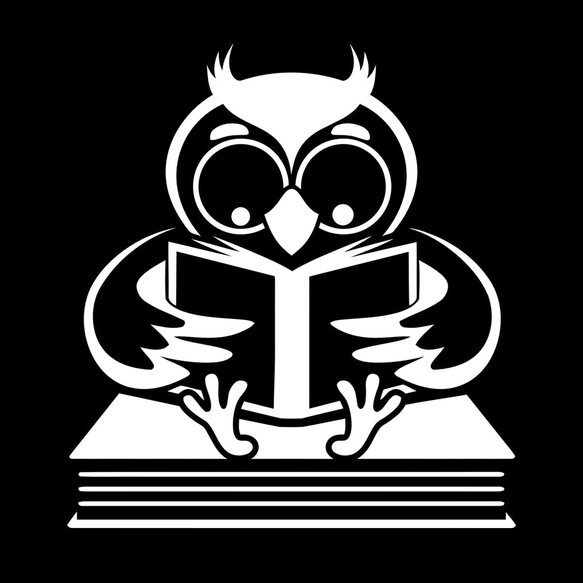 Fine Carving Stickers Owl With Book Funny Bird Reading Book Shop Waterproof