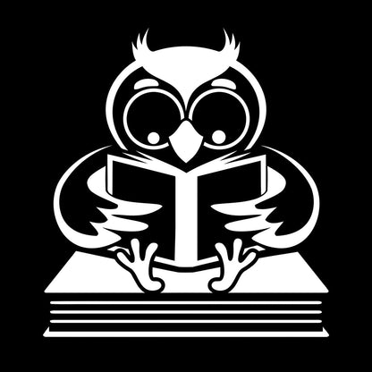 Fine Carving Stickers Owl With Book Funny Bird Reading Book Shop Waterproof