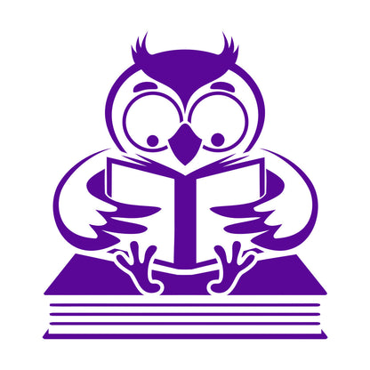 Fine Carving Stickers Owl With Book Funny Bird Reading Book Shop Waterproof