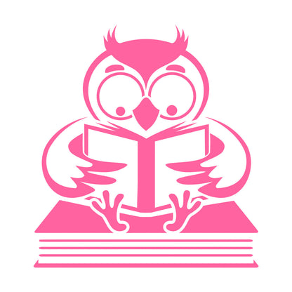 Fine Carving Stickers Owl With Book Funny Bird Reading Book Shop Waterproof