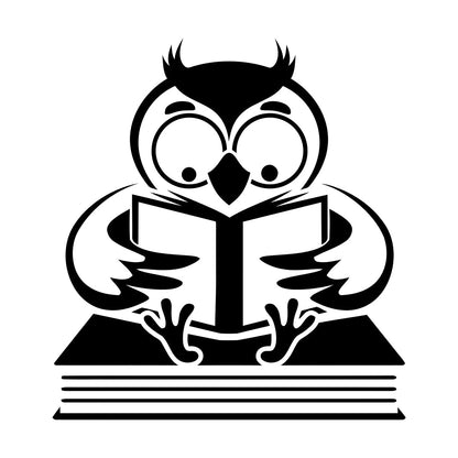 Fine Carving Stickers Owl With Book Funny Bird Reading Book Shop Waterproof