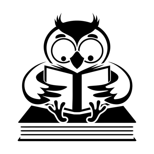 Fine Carving Stickers Owl With Book Funny Bird Reading Book Shop Waterproof