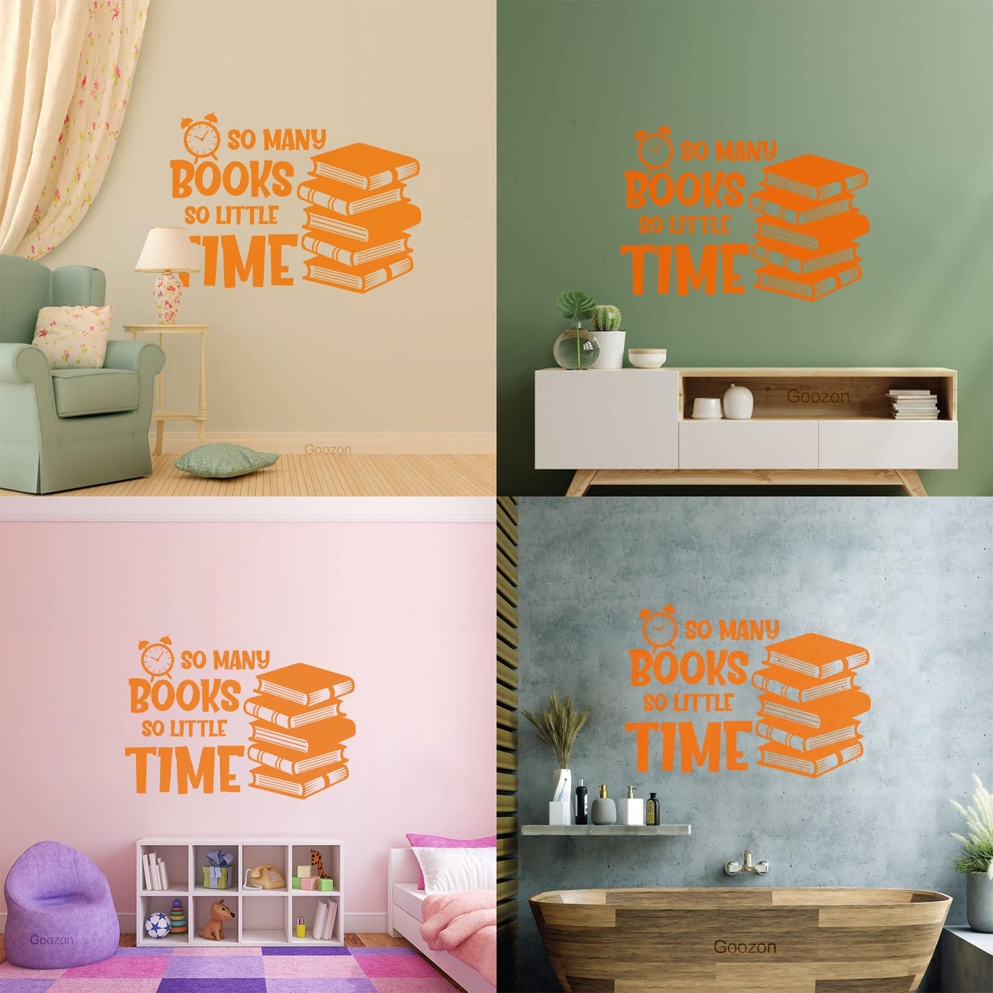 Wall Stickers So Many Books So Little Time Fun Lettering Clock Book Shops It Won'T Fall Off