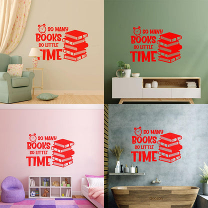 Wall Stickers So Many Books So Little Time Fun Lettering Clock Book Shops It Won'T Fall Off