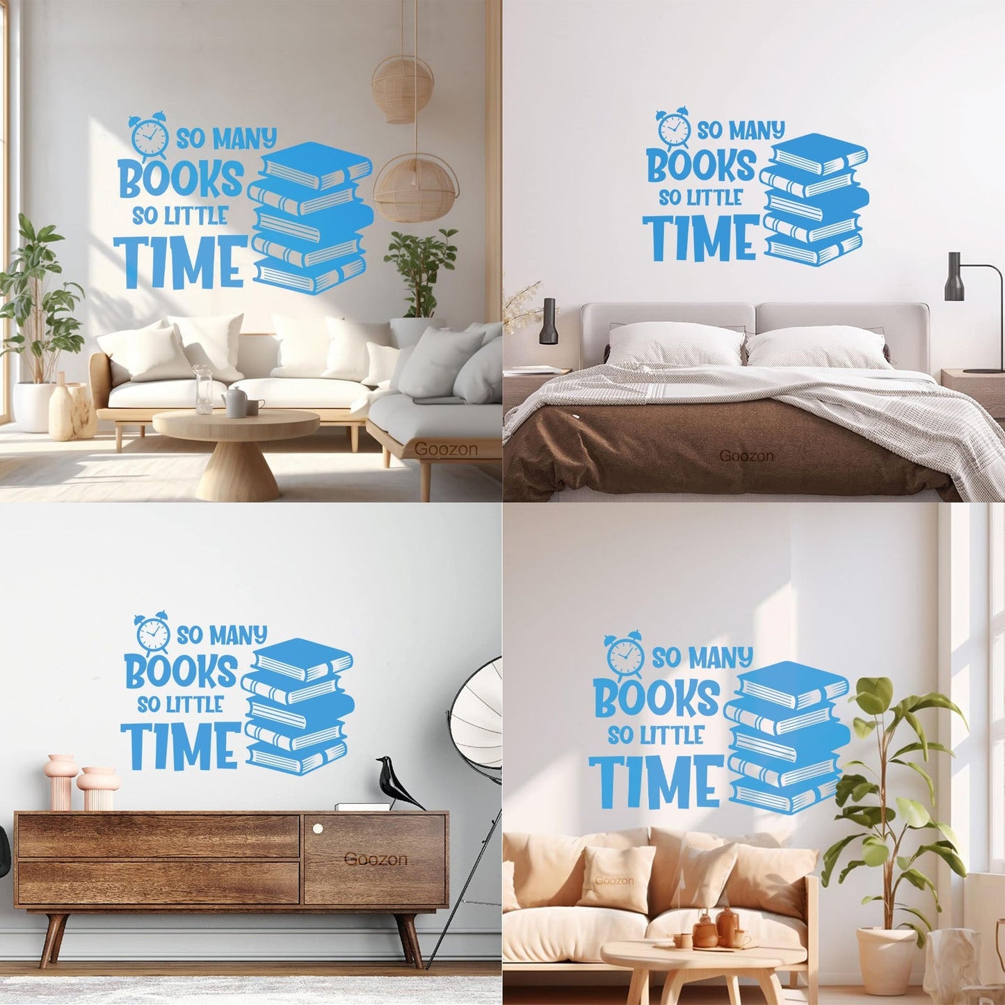 Wall Stickers So Many Books So Little Time Fun Lettering Clock Book Shops It Won'T Fall Off