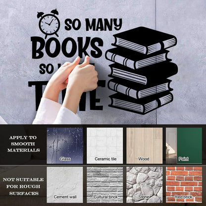 Wall Stickers So Many Books So Little Time Fun Lettering Clock Book Shops It Won'T Fall Off