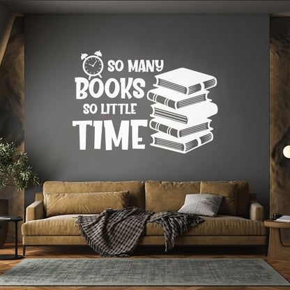Wall Stickers So Many Books So Little Time Fun Lettering Clock Book Shops It Won'T Fall Off