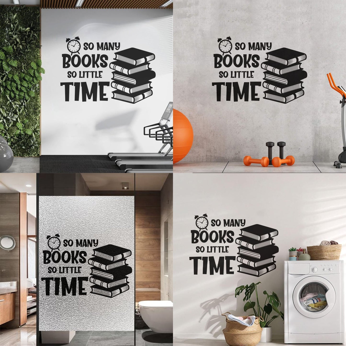 Wall Stickers So Many Books So Little Time Fun Lettering Clock Book Shops It Won'T Fall Off