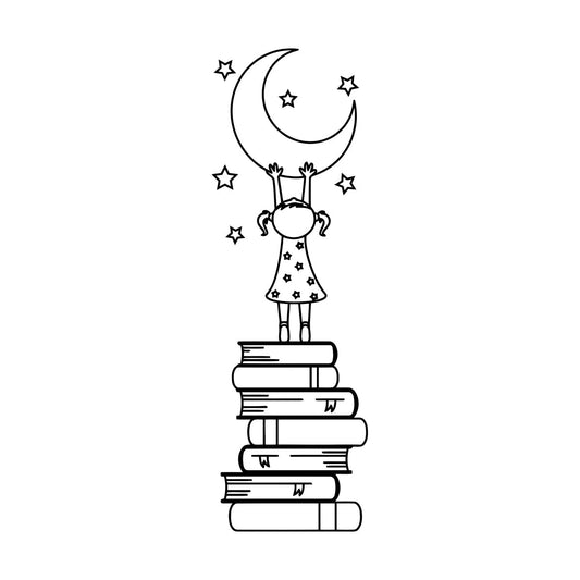 Lettering Decals Girl Books Moon Stars Kids Nursery Wall Beautification
