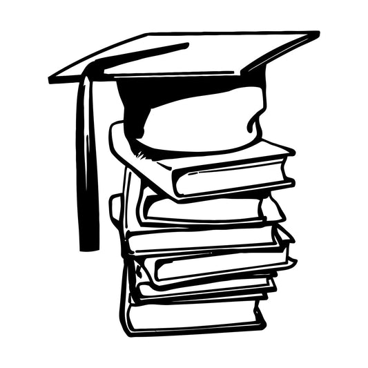 Lettering Stickers Academic Cap Books Graduate School Class Window Decals