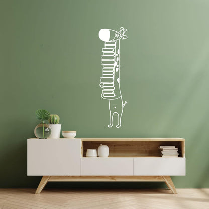 Vinyl Wall Stickers Giraffe Library Reading Bookstore Books Kids Animal Store Decoration