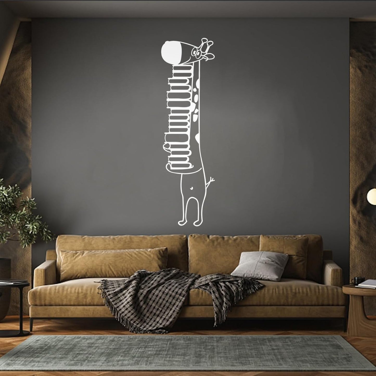 Vinyl Wall Stickers Giraffe Library Reading Bookstore Books Kids Animal Store Decoration