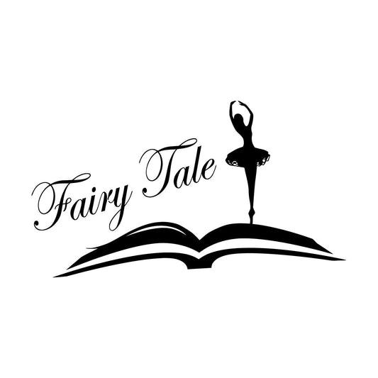 Vinyl Wall Decals Ballet Dancer Ballerina Fairy Tale Open Book Library Bookstore Girls Removable Without Leaving Glue