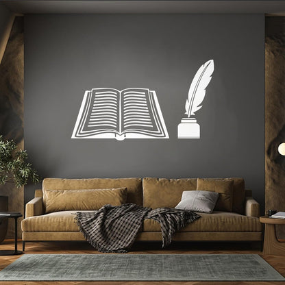 Book Feather Bookstore Bookworm School Science Lettering Decals Personalized Customization