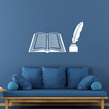 Book Feather Bookstore Bookworm School Science Lettering Decals Personalized Customization