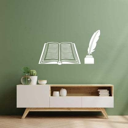 Book Feather Bookstore Bookworm School Science Lettering Decals Personalized Customization